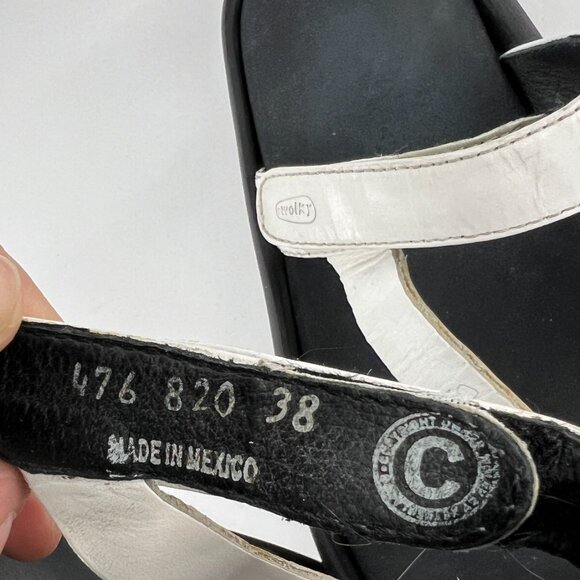 Sz 38EU Wolky Tahiti White Leather Slip On Flip Flop Thong Sandals - Picture 15 of 15